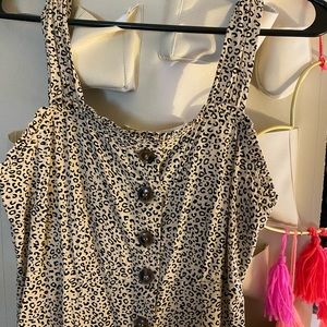 Button up leopard print midi dress